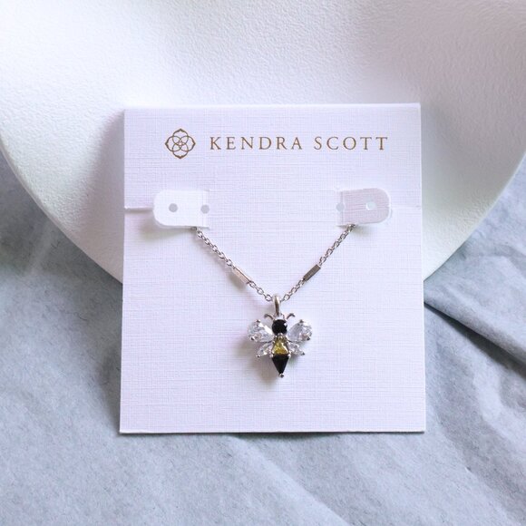 Kendra Scott Bee Crystal Pendant Necklace in Silver - Picture 1 of 2